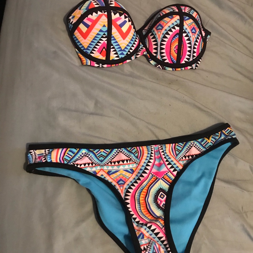 Funky strapless bathing suit!